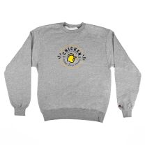 Gray Sweatshirt with Centered Bojangles “Chicken Seal”  - Front View 