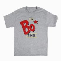 Gray Bojangles T-Shirt with It's Bo Time logo in the center - Front View 