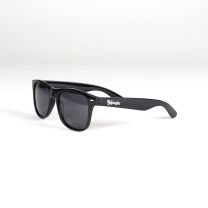 Yellow Bojangles Malibu sunglasses and red small Bojangles logo on left temple and criss crossed handles -Side View 