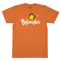 Red Bojangles T-Shirt with centered chicken design and white Bojangles logo - Front View