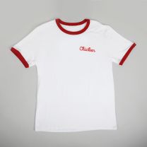 Bojangles Chicken/Biscuit Red Ringer T-Shirt with "Chicken" on left chest - Front View 