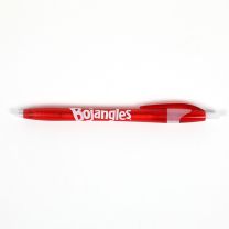 Horizontal Red Bojangles Tempest retractable pen with white Bojangles logo - Front View 